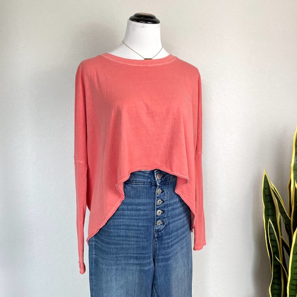 Free People Tops - Free People Pink Coral Long Sleeve Oversized Top XS